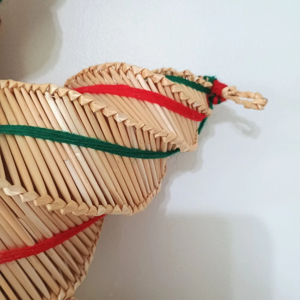 Vintage Holiday Scandinavian Swedish Woven Straw Star Christmas Wreath 21